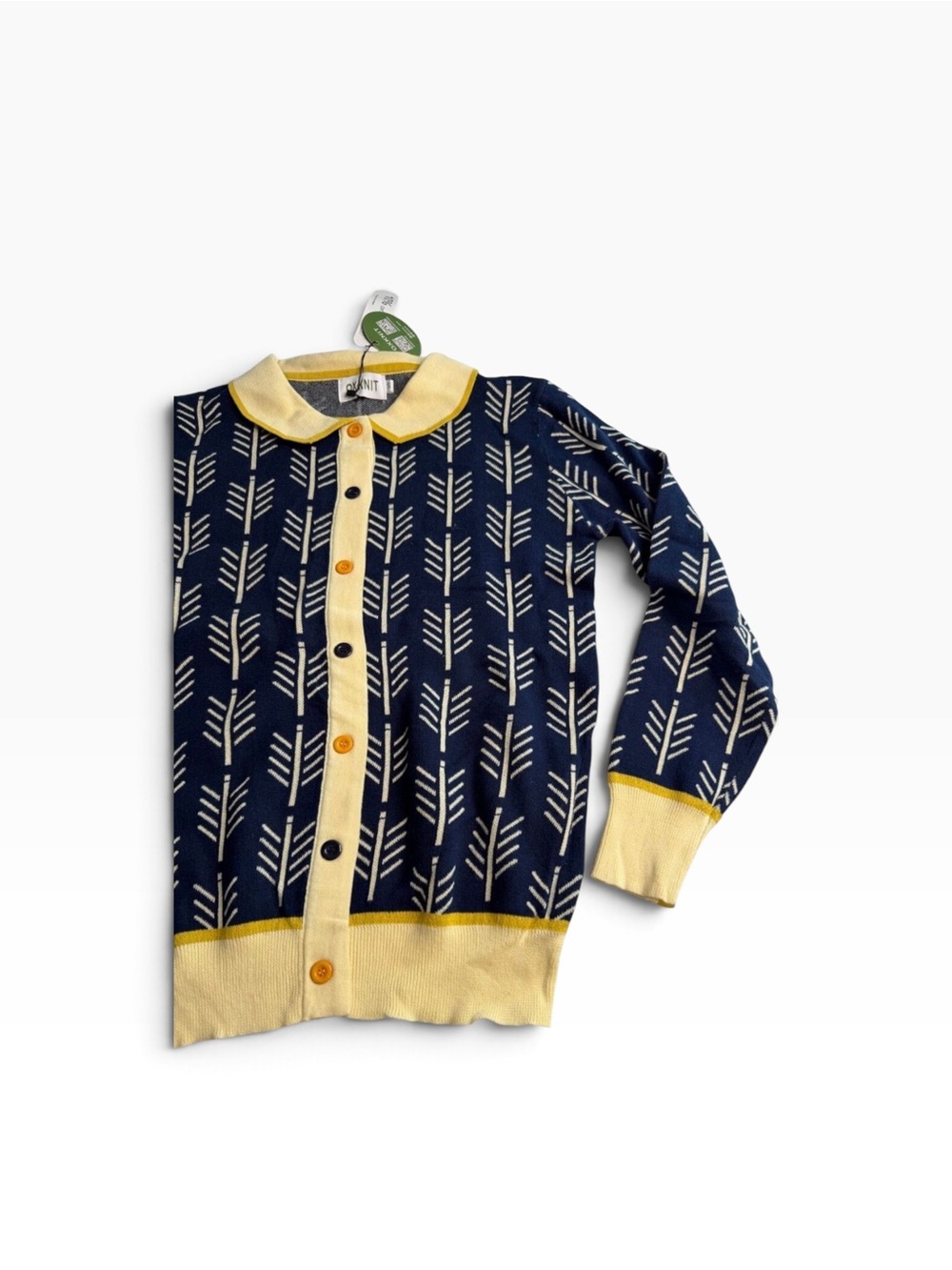 NWT OXKNIT Women's Blue Retro 70s Jacquard Collared Cardigan
Sweater Size Small - Picture 4 of 8
